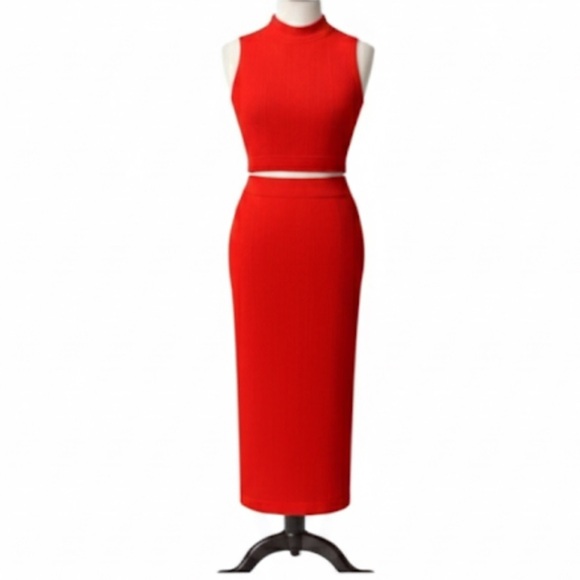 House Of Harlow 1960 Red/Orange Knit skirt And Top Size Medium New Without  Tags